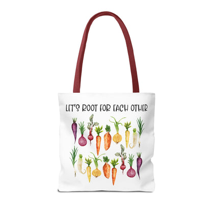 Let's Root for Each Other Tote Bag - Colorful Vegetable Design