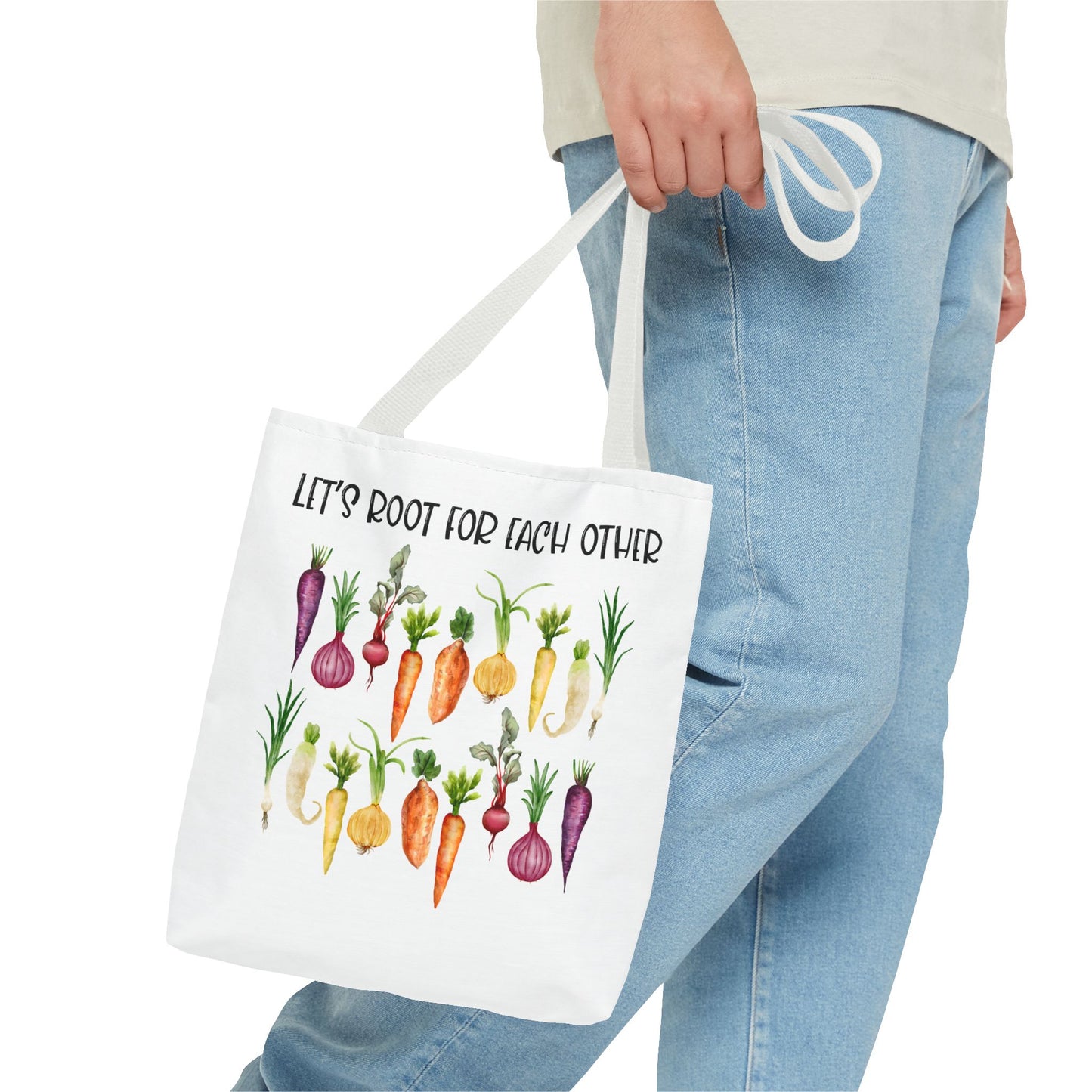 Let's Root for Each Other Tote Bag - Colorful Vegetable Design