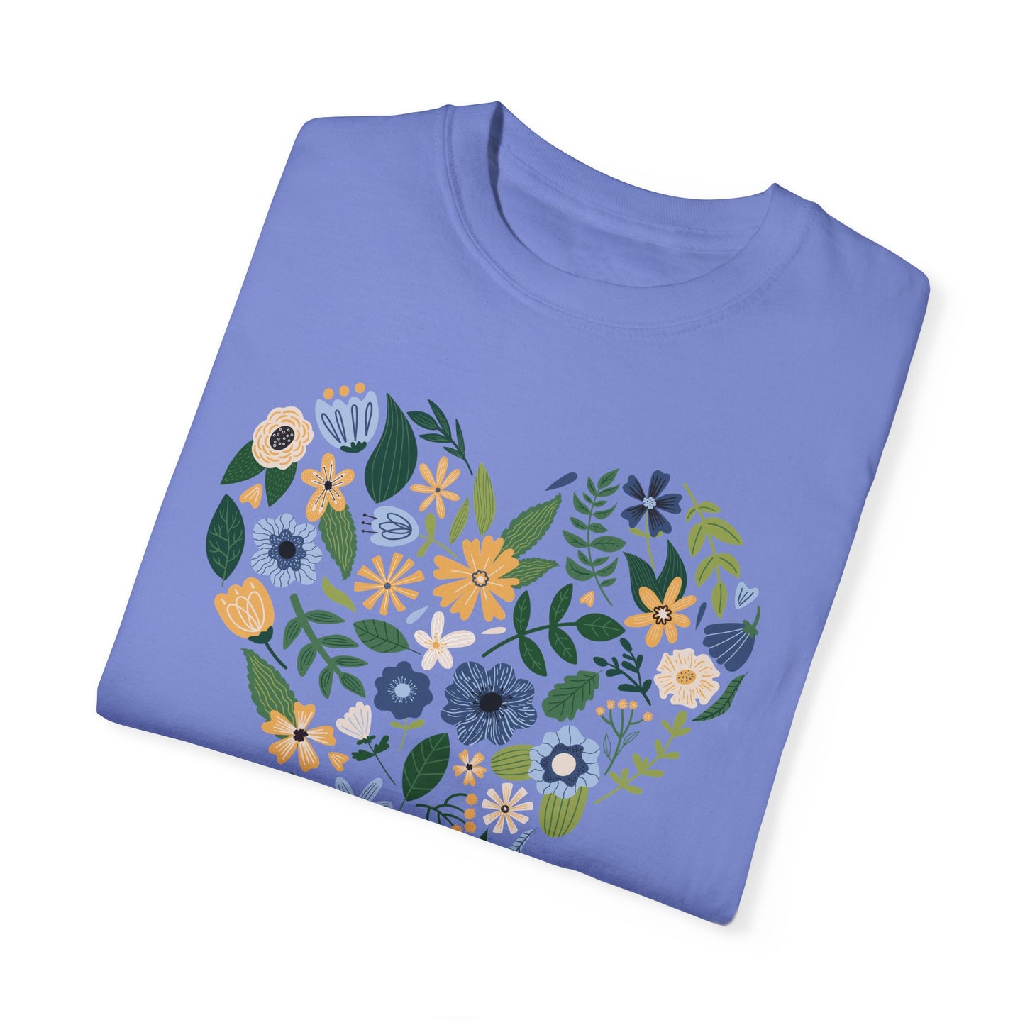Blue Flowers Heart - Comfort Colors Shirt