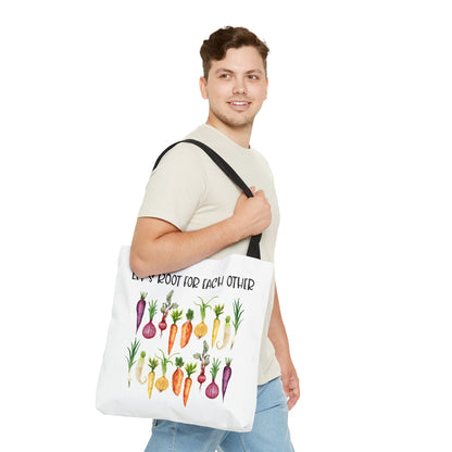 Let's Root for Each Other Tote Bag - Colorful Vegetable Design